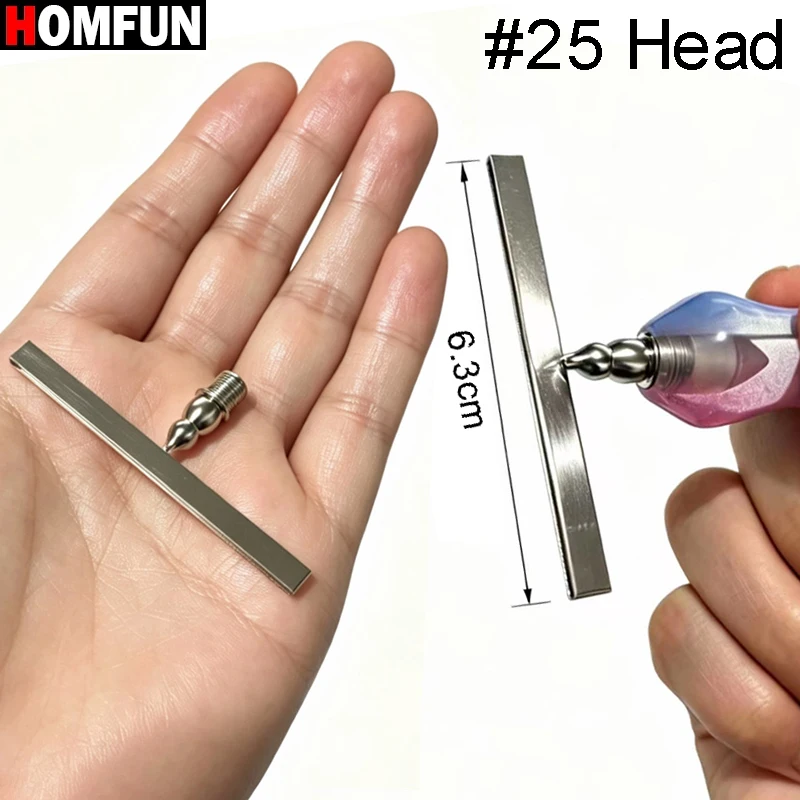HOMFUN New 25 Head Diamond Painting Big Long Pen Tip, Thin Multifunctional Stainless Steel Threaded Tip Embroidery Nail Art