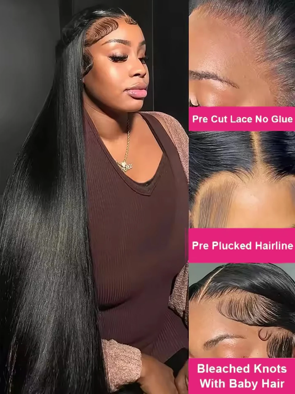 250 Density Brazilian 30 40 Inch Bone Straight 13x4 13x6 HD Lace Front Human Hair Wigs Lace Frontal Wig Straight Glueless Wig image 3