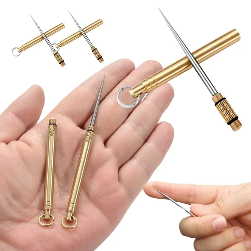 Cure-dents de poche en titane portable, porte-clés en laiton avec porte-cure-dents en métal pour pique-nique en plein air, accessoires de camping