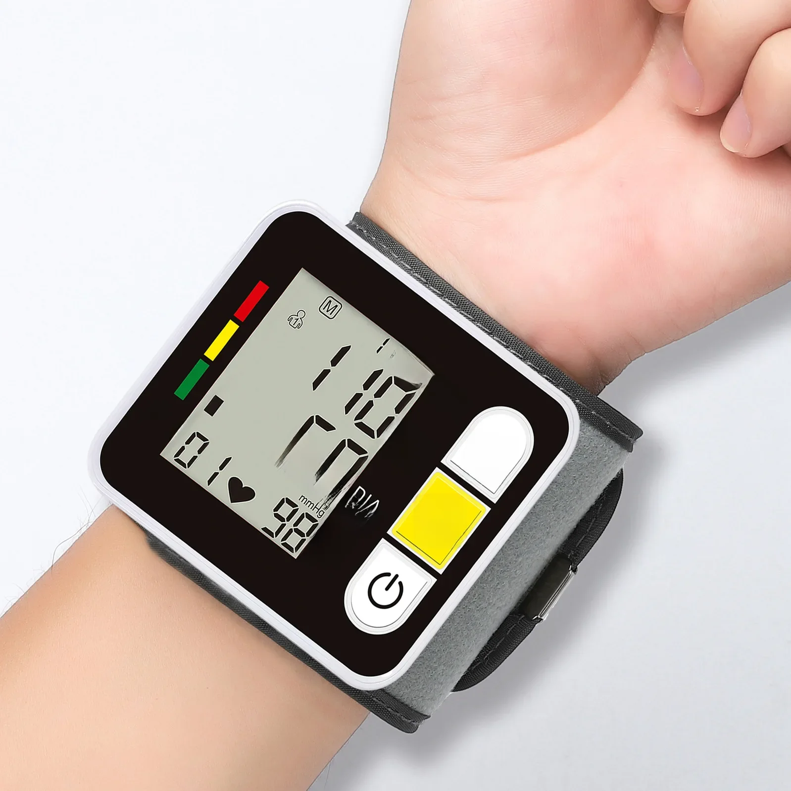 Médico Digital Pulso Monitor de Pressão Arterial, Medidor de Pulso Cardíaco, Esfigmomanômetro, PR,