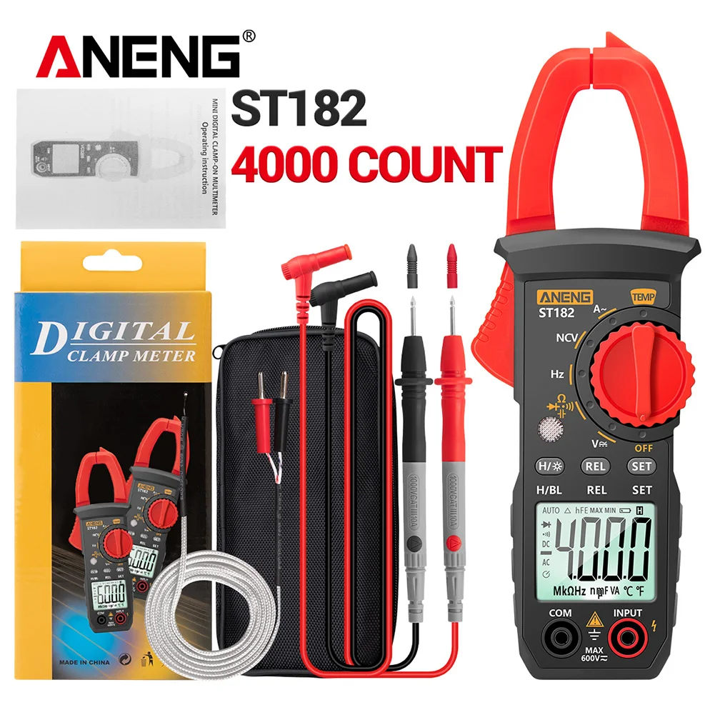 ST182 Pliers Ammeter Amperometric Clamp Meter Professional Digital Multimeter Automotive Tester 4000 Count Ohm Test Tools