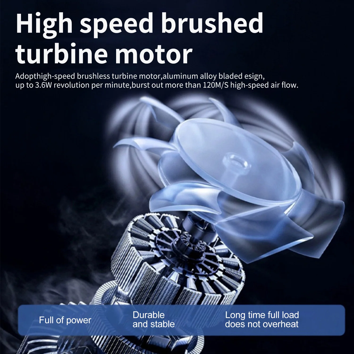 منفاخ توربيني يعمل بالطاقة 36000 دورة في الدقيقة مروحة توربو عنيفة 120 كم/ساعة مجفف شعر عالي السرعة لنفخ أوراق تنظيف السيارة وإزالة الغبار