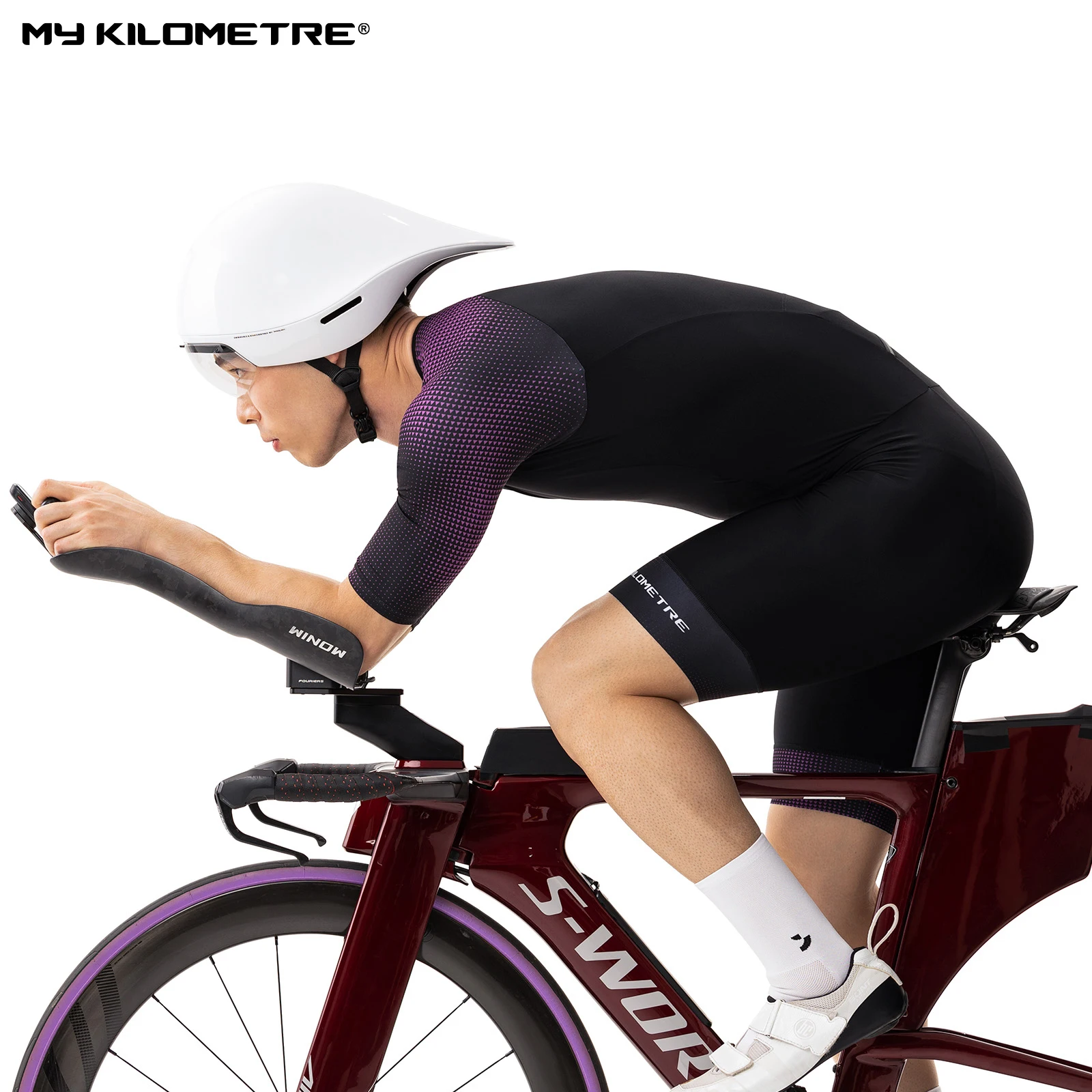 MY KILOMETRE Herren Triathlon-Anzug Kurzarm Schnelltrocknend Leichtgewicht Anti-UV Schwimm-Rad-Lauf-Skinsuit mit Gel-Polster