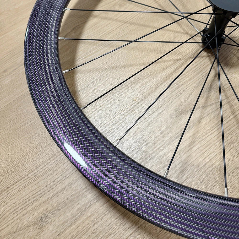 Rennrad-Scheibenbremsenlaufräder mit Ratchet-System, 700C 36T Wave Carbon Laufradsatz, 50mm Profilhöhe, Rennrad-Speichenlaufräder, 24 Speichen, Aero Carbonfaser-Laufräder – Detail 6