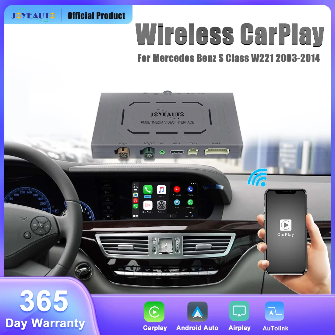 

JOYEAUTO Wireless CarPlay Module for Mercedes Benz S Class W221 2003-2014 NTG 4.5S 4.0S With Android Auto Mirror Link AirPlay