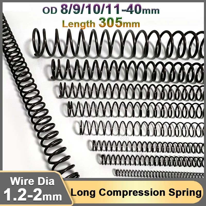 Drát prům 1.2 1.4 1.5 1.6 1.8 2mm délka 305mm dlouhé komprese jaro y-type stlačený jaro ocel měrný tlak jaro OD 8-40mm