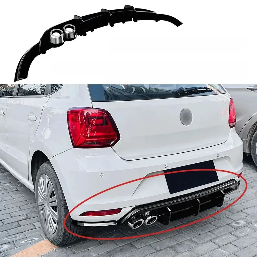 Voor VW Polo MK5 6R 2009-2014 Auto Achterbumper Lip Spoiler Staart Lagere Guard Styling Splitter Decoratie Cover auto Accessoires - afbeelding 2