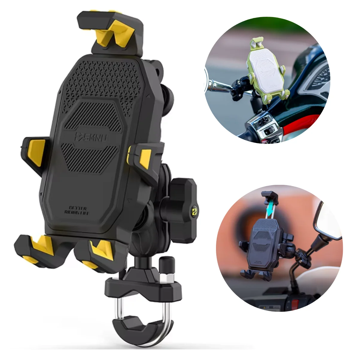 

Motorcycle Phone Holder Anti-Vibration Bike Handlebar Mount with Anti-Theft for 4-7" Phones Universal for E-bike Scooter MTB