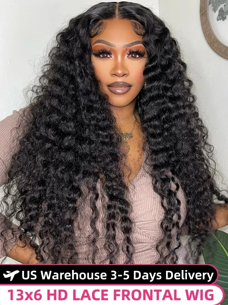 Luvkiss 30 40 بوصة موجة عميقة 13x6 13x4 Hd الدانتيل الجبهة باروكة من شعر طبيعي 250 كثافة المياه مجعد الدانتيل الجبهة خصلات الشعر المستعار الإنسان للنساء