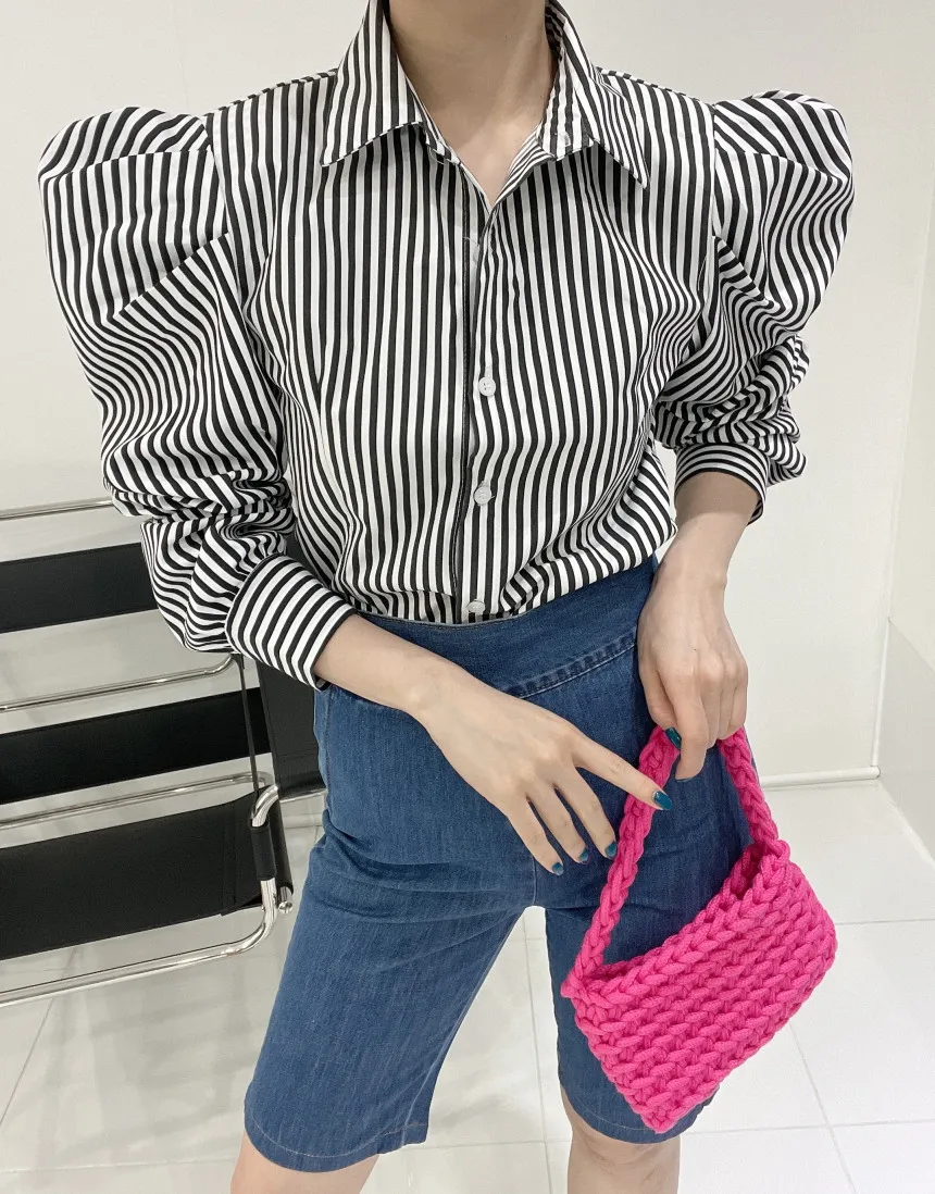 Korean Style Spring New Shirt Ring Balloon Puff-sleeved With-long-sleeved Blouses Shirt