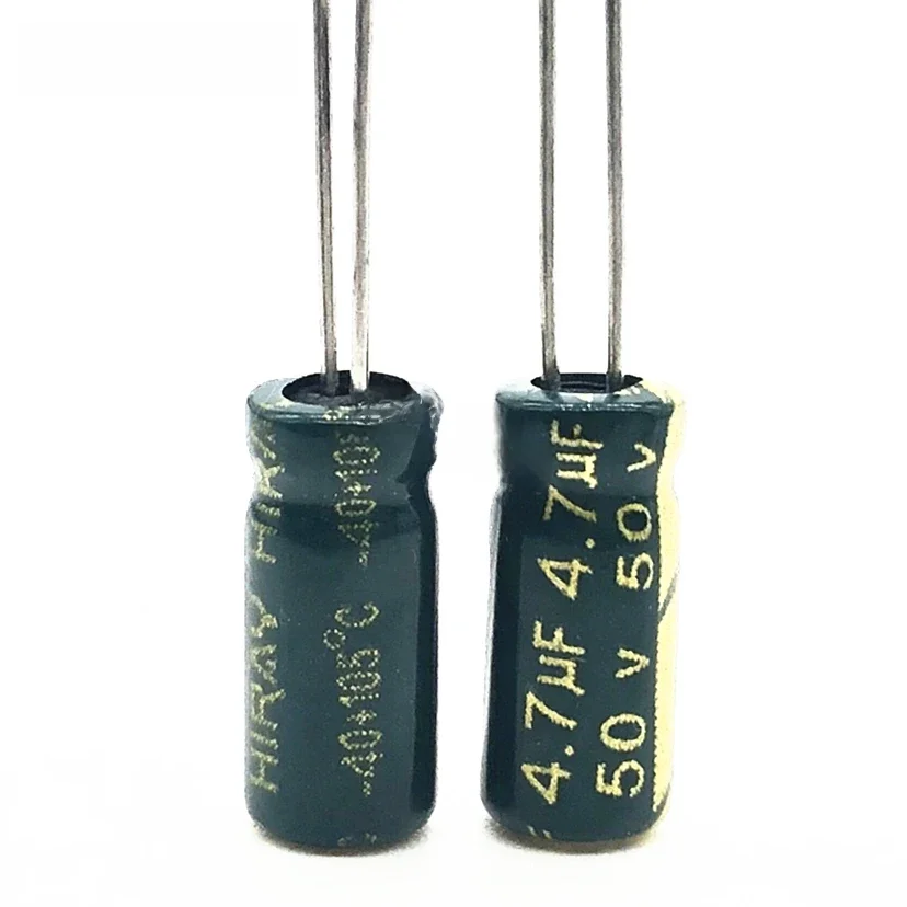 20 sztuk/partia S24 wysokiej częstotliwości niska impedancja 50v 4.7UF aluminiowy kondensator elektrolityczny rozmiar 5*11 4.7UF 20% — zdjęcie 2