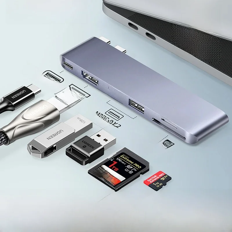 UGREEN USB-C HUB 6-in-2 Type-C do 4K HDMI Thunderbolt 3 USB3.0 SD&TF Adapter do stacji dokującej MacBook Pro Air Rozdzielacz USB-C — zdjęcie 2