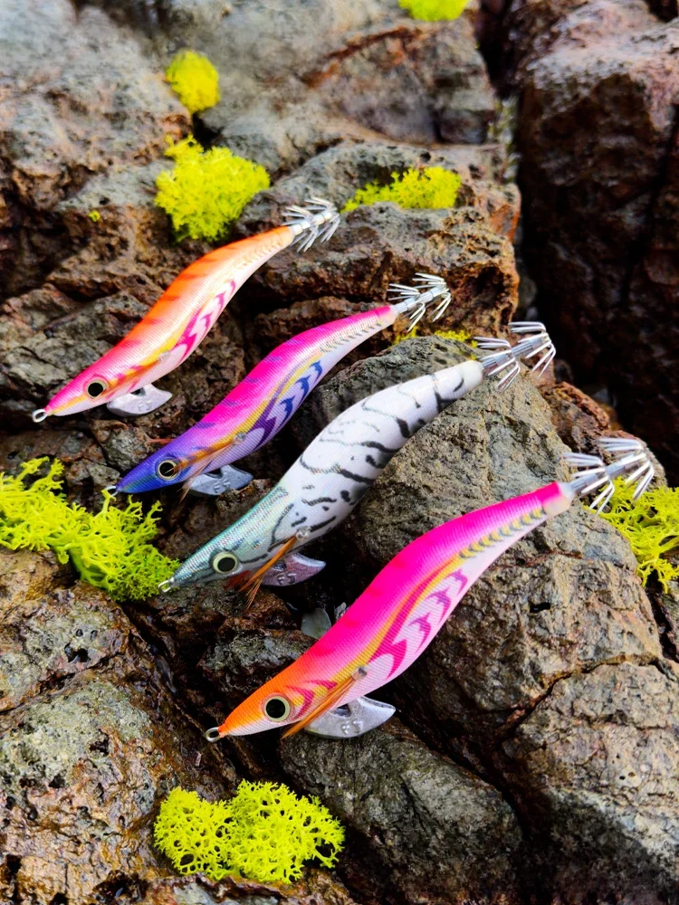 FUKUSHIMAZEECK3.5 SQUID JIG EVOLUTION EGI LURE WĘDKARSTWO DREWNO PRZYNĘTA NA KREWETKI FLASH BODY OCZY I OGON ŚWIATŁO OSTRZE HAKI 21GRAM EBI-SOUND — zdjęcie 2