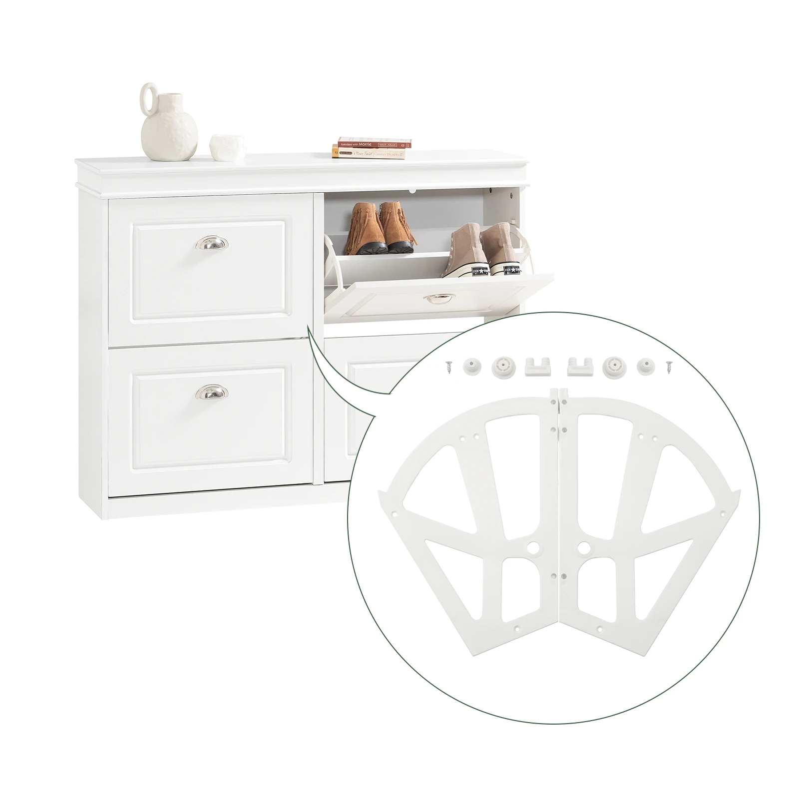 SoBuy SDA08-W Bisagras de armario de 2 piezas Bisagra de muebles para armario de zapatos, sujetador blanco de plástico aprox. 23x25cm