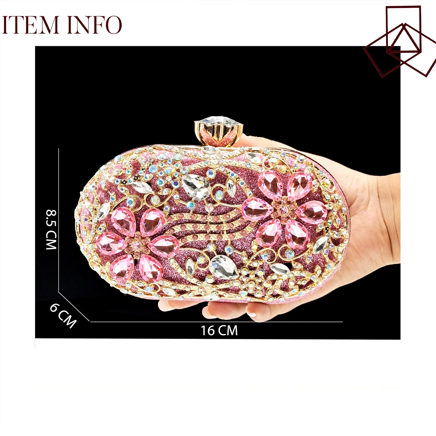 QUEENA YAN Luxury Pink Rhinestone Party Shoes and Clutch for Women- Elegant Crystal Heels with Matching Evening Bag