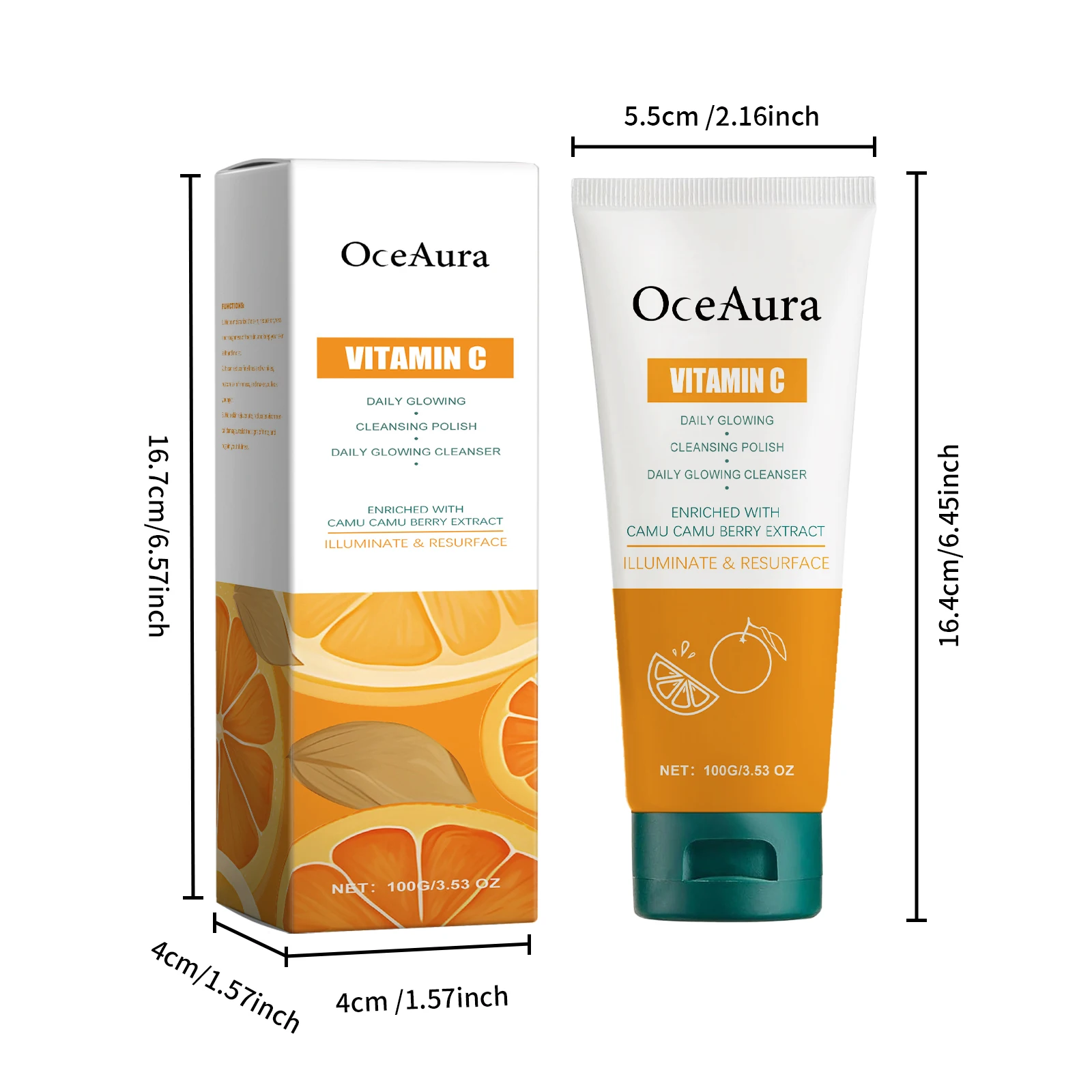 Oceaura فيتامين C منظف الوجه تنظيف لطيف المسام الأوساخ السيطرة على النفط المسام تقليص منعش متوهجة لون البشرة منظف الوجه #6