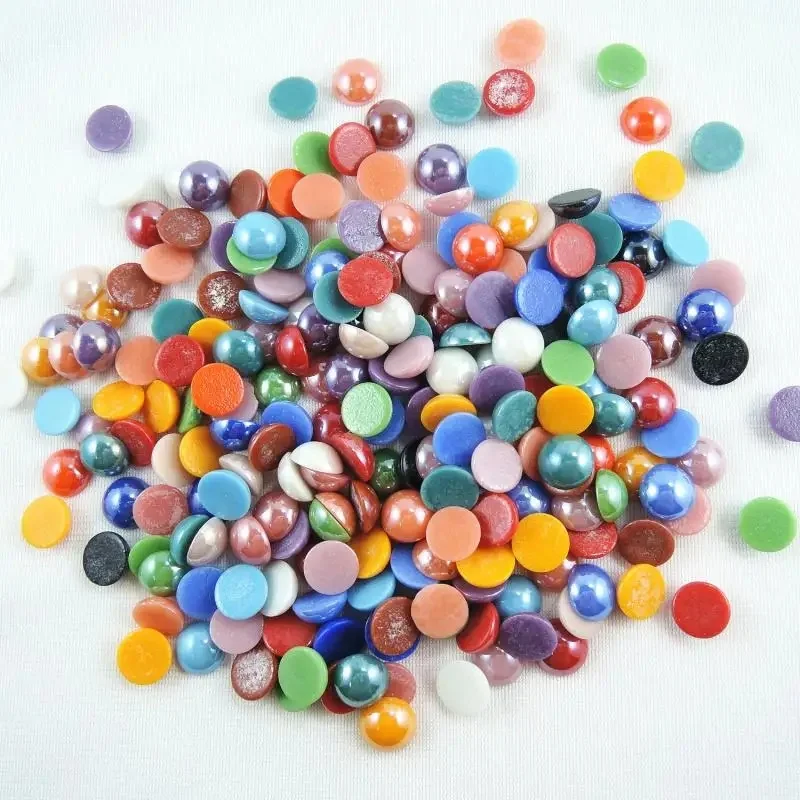2/3/4/5/6/7/8/9/10/12mm mieszane kolory kopułowe Flatback pół szklane ceramiczne okrągły kształt błyszczący Cabochon DIY telefon tworzenia biżuterii Craft — zdjęcie 2