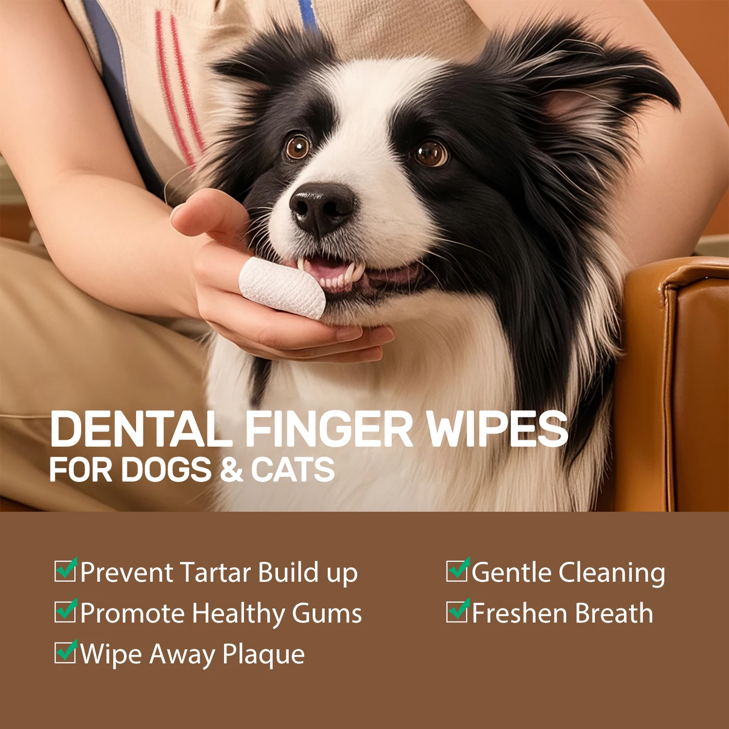 Teeth Cleaning Wipes for Cats Dogs 60pcs Pet Dental Finger Wipes for Disposable Gentle Teeth Cleaning Pads Bad Tooth Remover