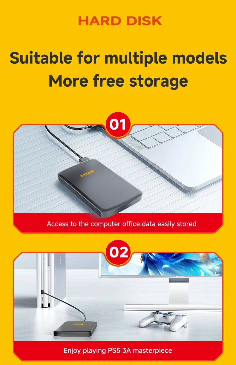 Kodak P150 Tragbare Externe Festplatte 500GB 1T USB3.0 Leichtgewichtige PHDD für PC Tablets PS5 XBOX Laptop Desktop – Detail 3