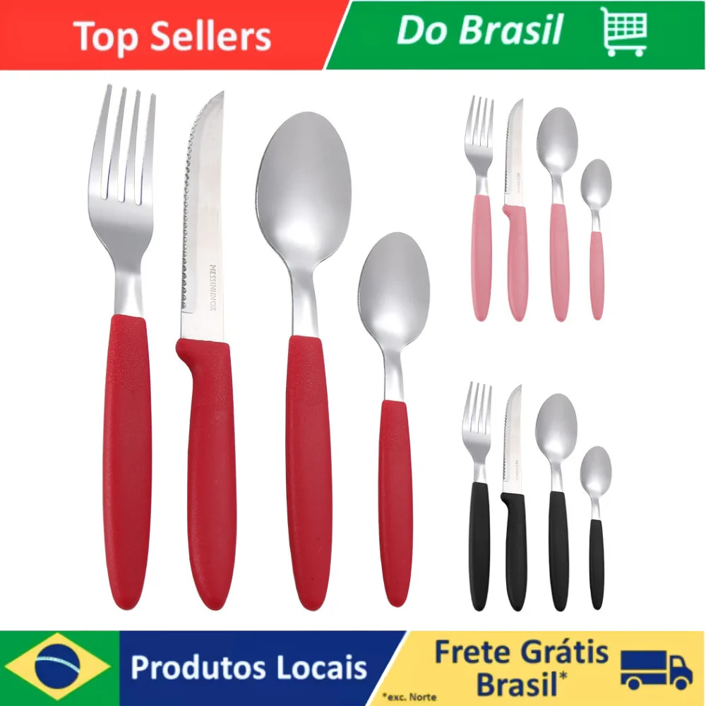Jogo de Talheres Inox Completo 25 Peças com Colher, Garfo e Faca