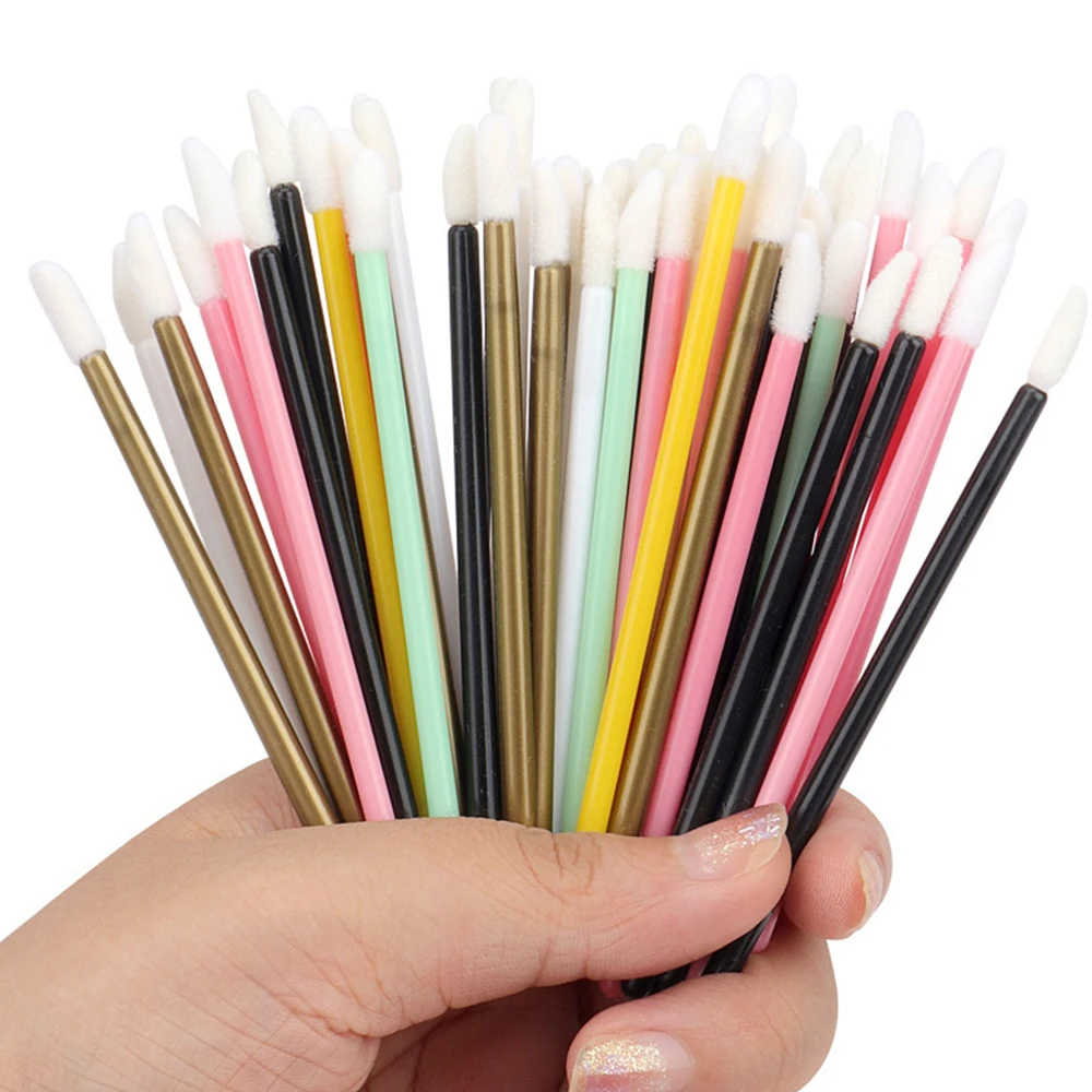 100 ชิ้น Disposable Lip Brush Eyelash Extension แปรงแต่งหน้า Lash มาสคาร่า Applicator ลิปสติก Wands เครื่องสําอางค์เครื่องมือ