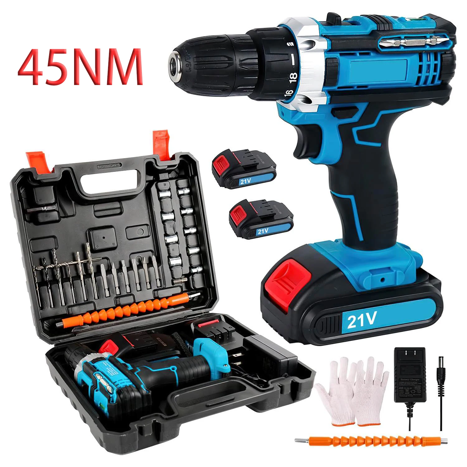 Cordless Impact Drill Multifunctional Screwdriver Rechargeable Electric Drill Lithium Battery 1800rpm Speed Power Tools