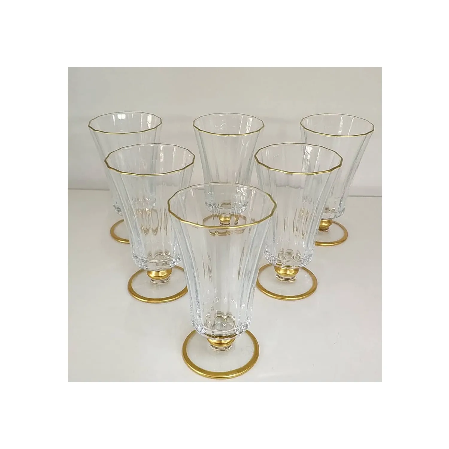 6 Piece Gold Gilded Coffee Side Water Glasses Elegant Colored Glass Set for 6 people Free Fast Shipping