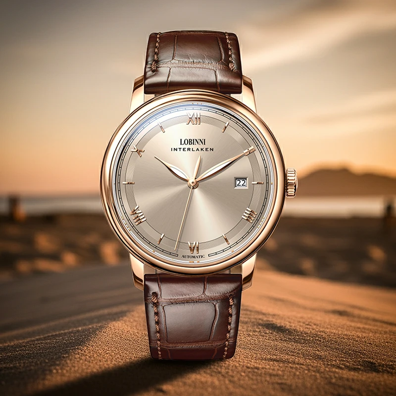 

LOBINNI 40mm Ultra-thin Luxury Men Dress Mechanical Watch Fashion 50m Waterproof Sapphire Crystal Wrist Automatic Watch