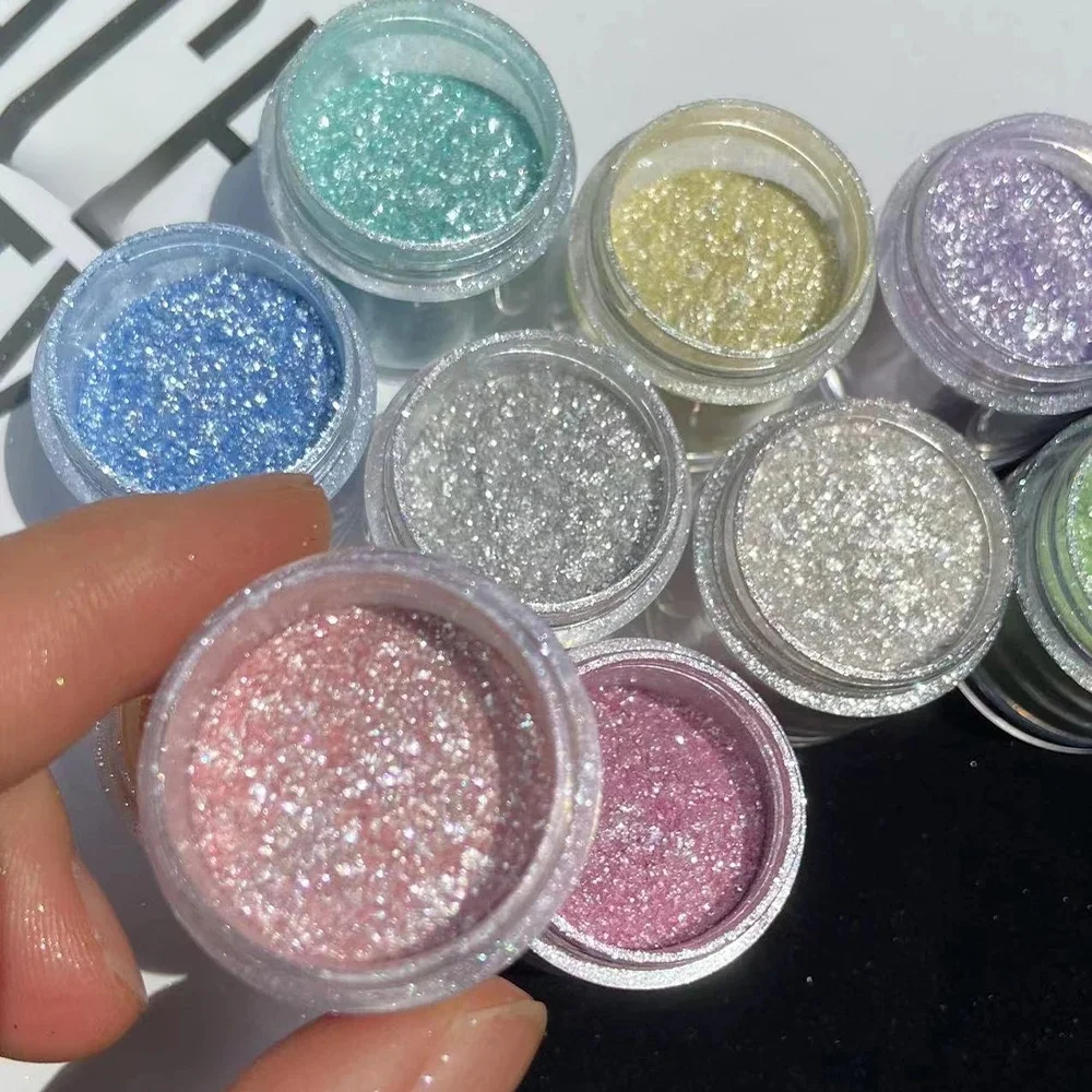 10 kolorów świecący brokat do paznokci tęczowy kryształowy diamentowy pigment pył holograficzny DIY Manicure chromowane paznokcie artystyczne dekoracje — zdjęcie 2