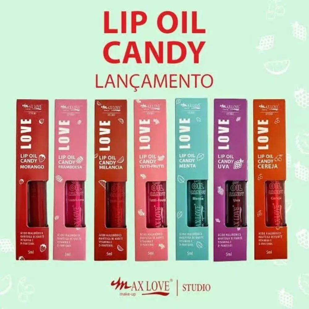 Lip Oil Candy Frutas Gloss Labial Hidratante Max Love