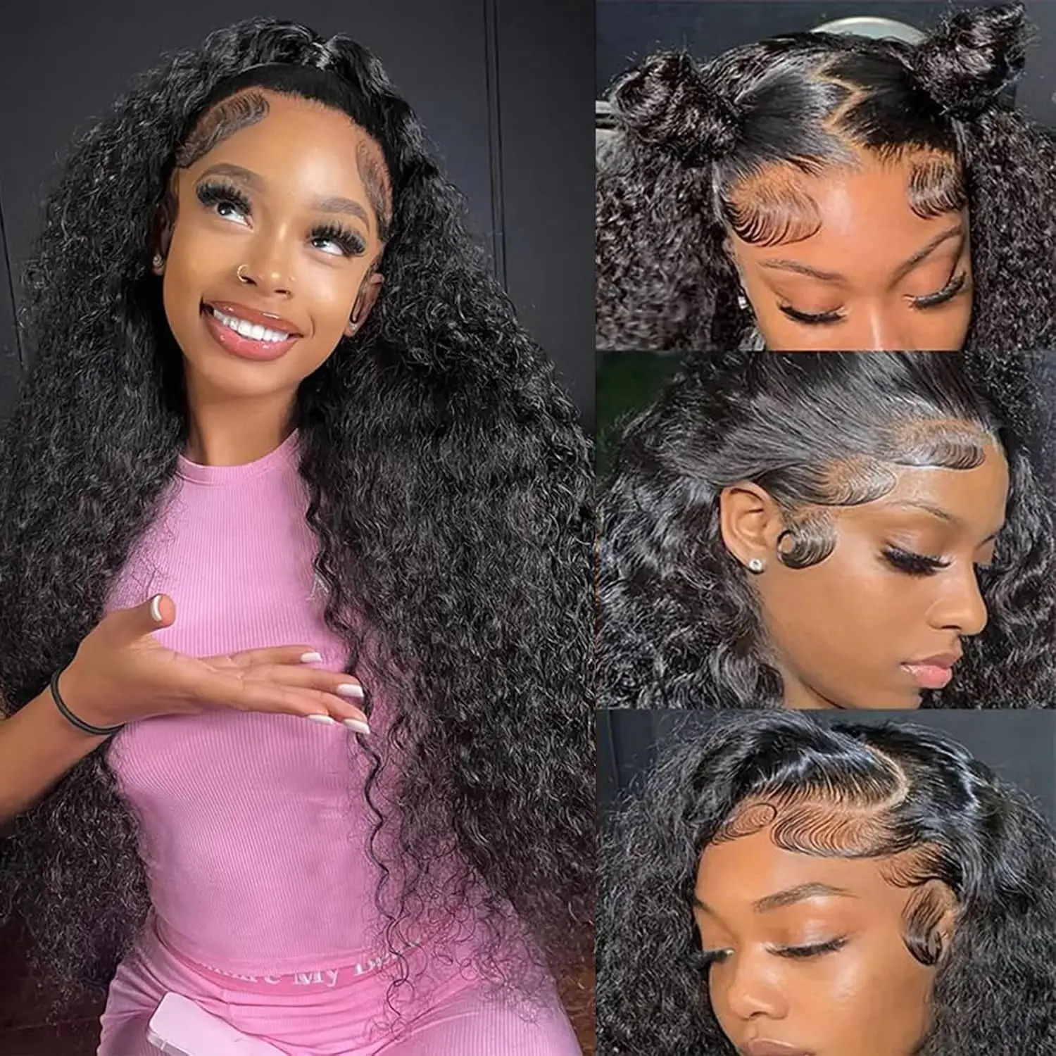 32 Inch Deep Wave Lace Front Wigs Human Hair 13x4 Transparent Human Hair Lace Front Wigs for Women 200% Density Deep Wave Wig