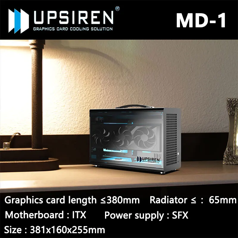 

Корпус для компьютера UPSIREN MD-1 ITX, поддержка источника питания SFX/материнской платы ITX/видеокарты (L) ≤380 мм/прозрачный боковой портативный чехол