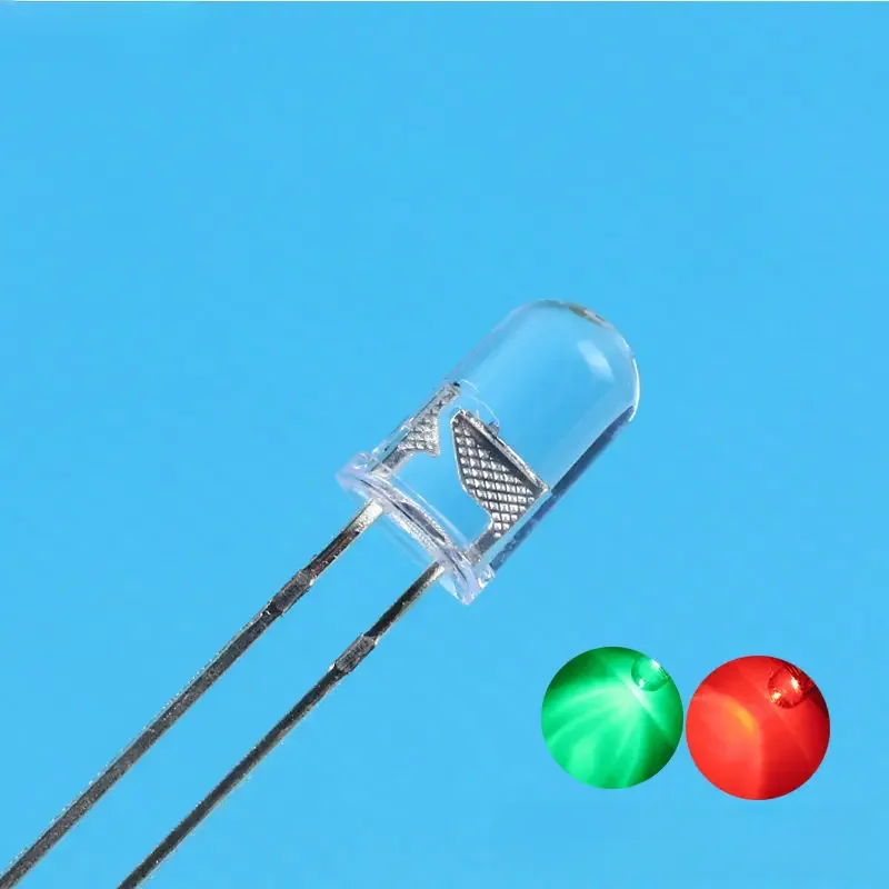 50 szt. 5mm LED Dwukolorowe Przezroczyste Czerwono-Zielone Niekierunkowe Okrągłe Diody Emitujące Światło Z Dwoma Wtykami DIP Zestaw DIY — zdjęcie 2