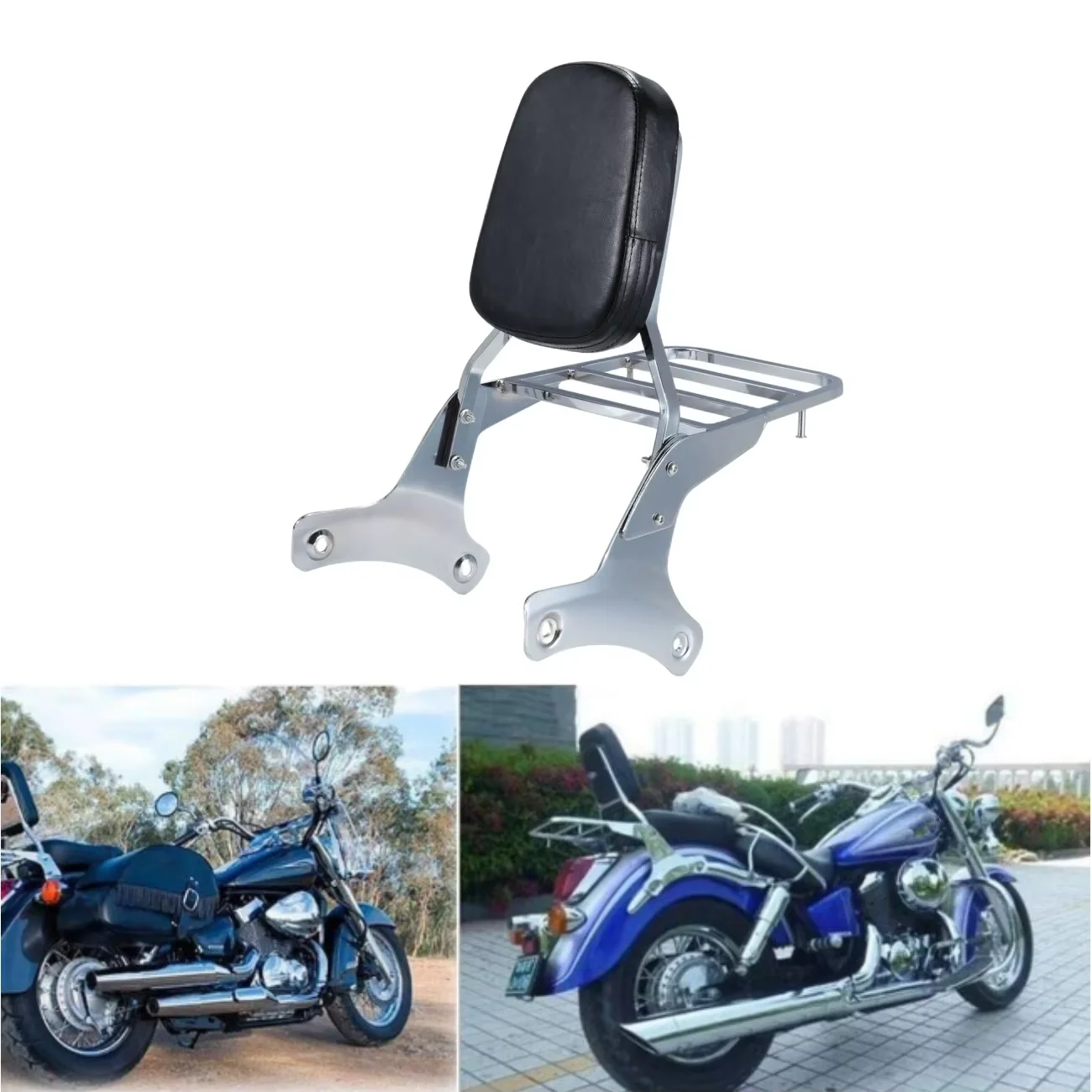 Motorrad-Sissy-Bar-Beifahrer-Rückenlehne mit Gepäckträger, passend für Honda Shadow ACE VT400 VT750 C2 RC44 1997-2003, Heckstützen-Zubehör