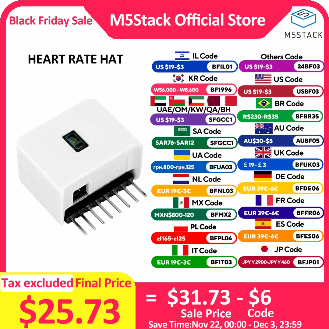 M5Stack Official M5StickC Heart Rate Hat (MAX30102)