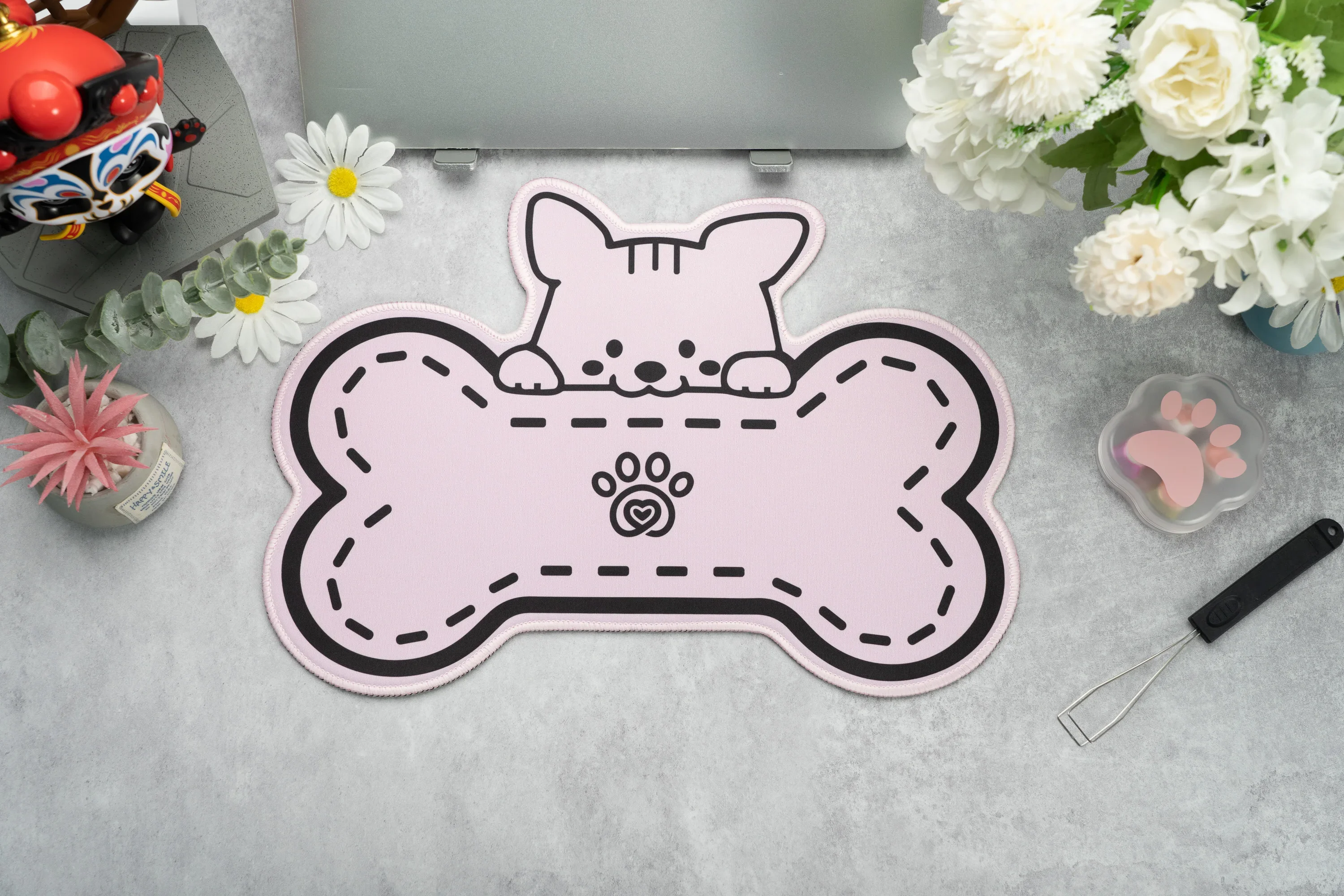 Chilkey Paw 65 Deskmat, Cute Mouse Pad Gamer Office Desk Mat, Small Kawaii Computer Deskmat Mousepad for PC Keyboard