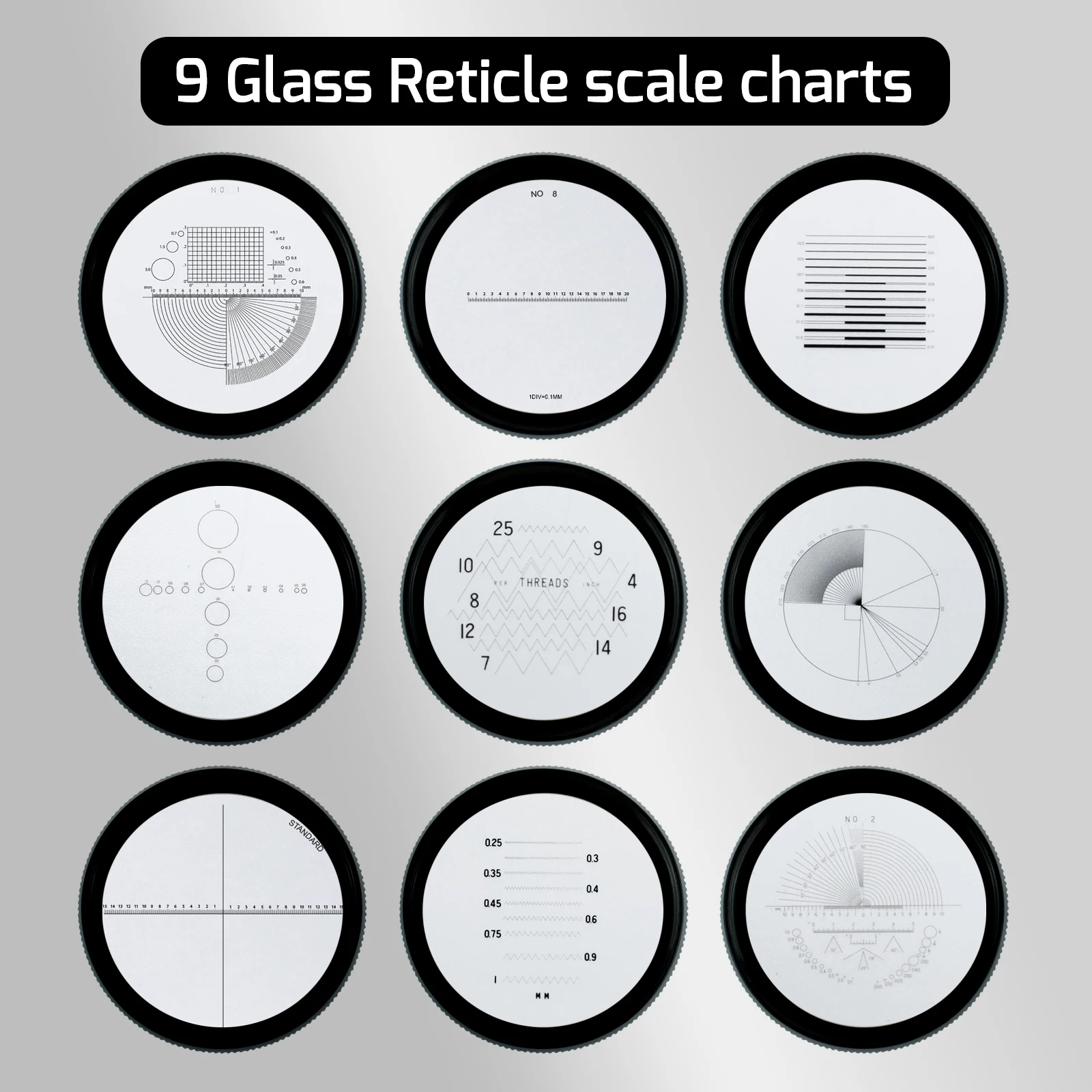 Top Quality 10x Rechargeable Jewelers Loupe with LED Light and 9pcs Measuring Reticle Scales, Glass Scale Loupe