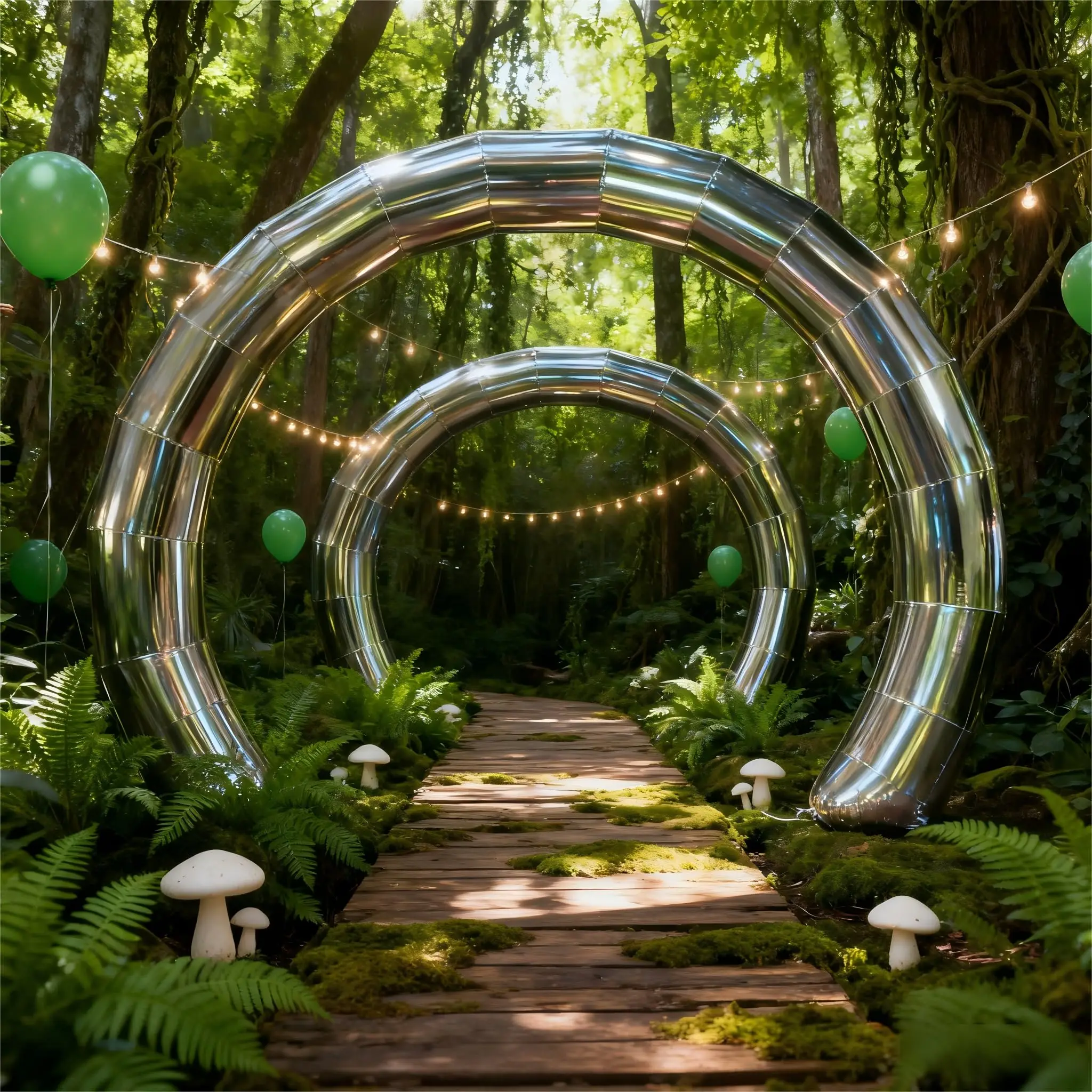 10フィートのPVCミラーインフレータブルアーチ、電動ポンプ付き、クリスマス、イベント、パーティー、セレモニー用のシルバーインフレータブルウェディングアーチ