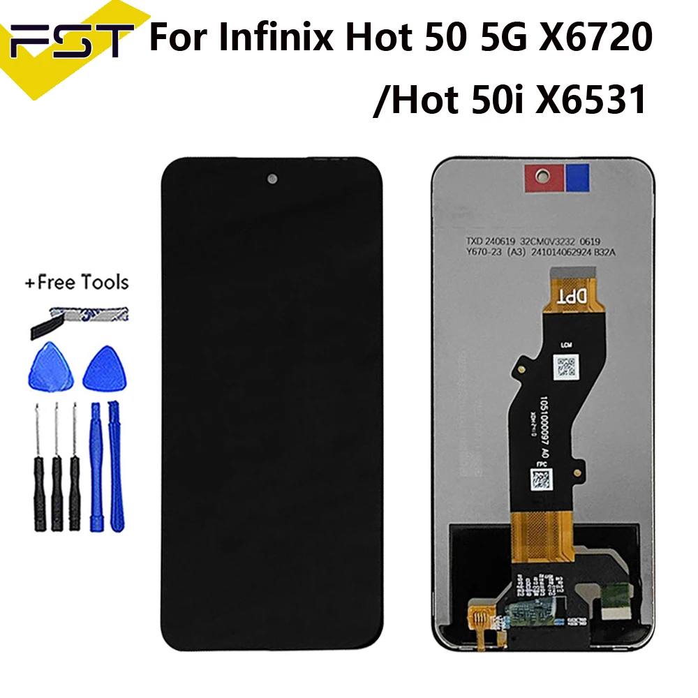 6,7 "oryginalny wyświetlacz dla Infinix Hot 50 5G X6720 LCD Hot 50i X6531 wyświetlacz LCD ekran dotykowy Digitizer zgromadzenie Hot50