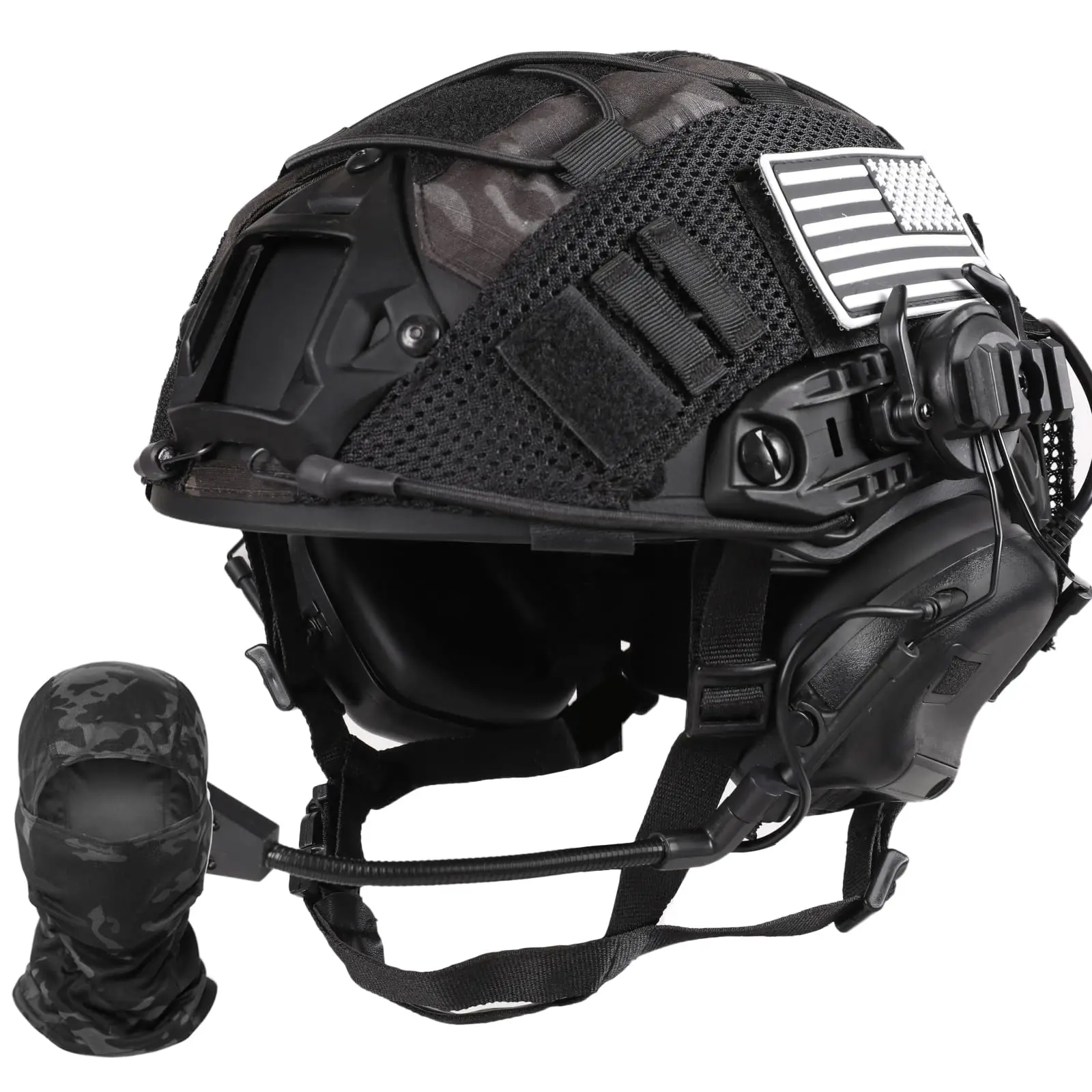 

Tactical Helmet Set Full Face Protective Helmets with Headset Helmet Cover Fcae Mask for CS Cosplay Airsoft Hunting Shooting