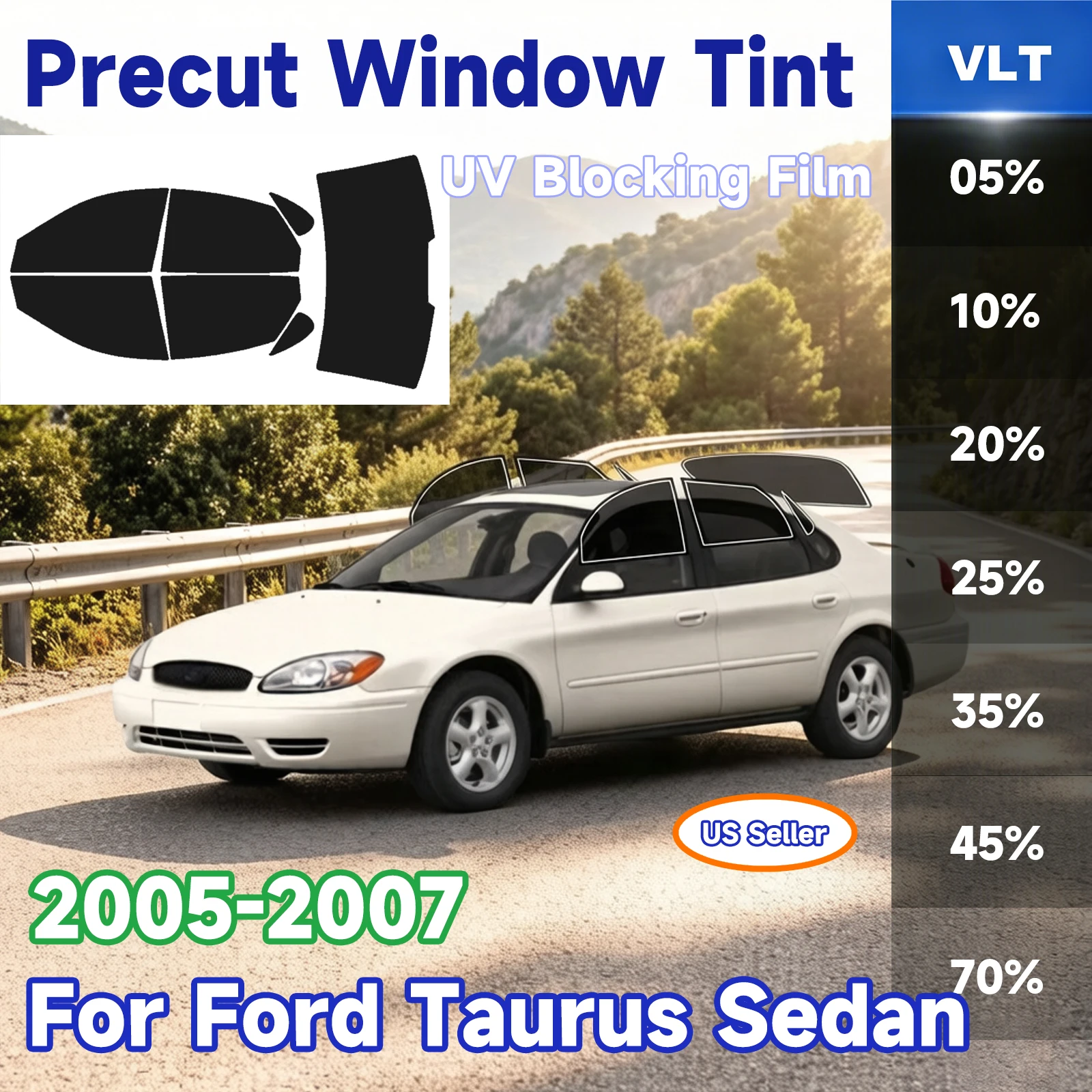 

Пленка для тонировки окон Ford Taurus Sedan 2005-2007, предварительно вырезанная, 2-слойная, с защитой от солнца и жары, УФ-защитой, от трещин, для конфиденциальности