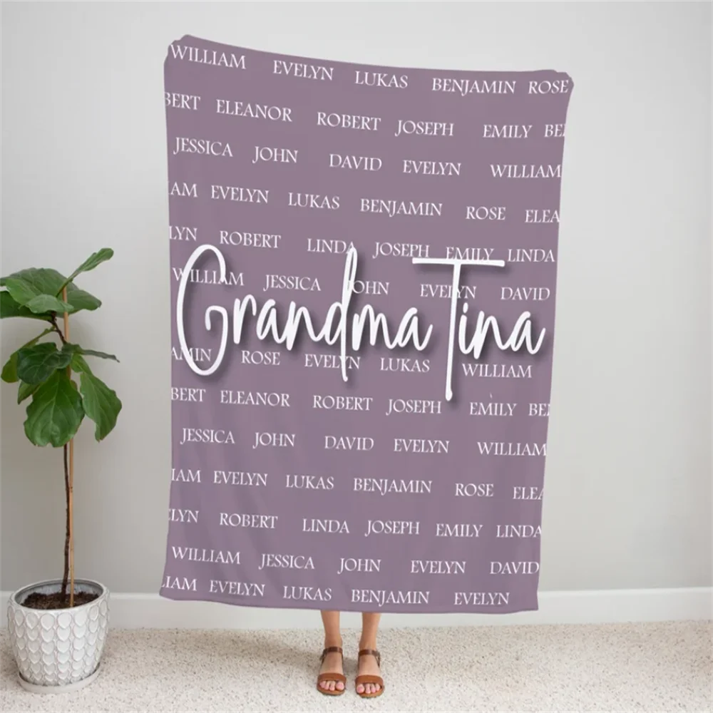 Custom Grandma & Grandpa Blanket, Personalized Family Name Blanket, Birthday Vacation Gif, Baby Blanket, Christmas Gift