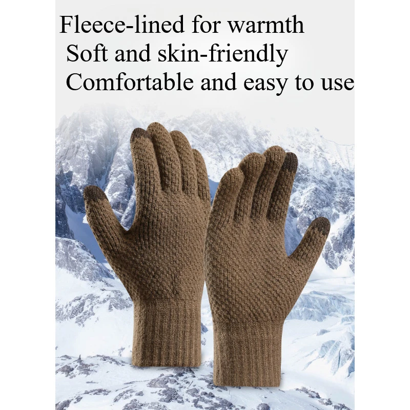 Winter Warm Touch Screen Gloves Men Women Fleece Lined Knitted Mittens Thermal Cold Weather Driving Texting Hand Warmer