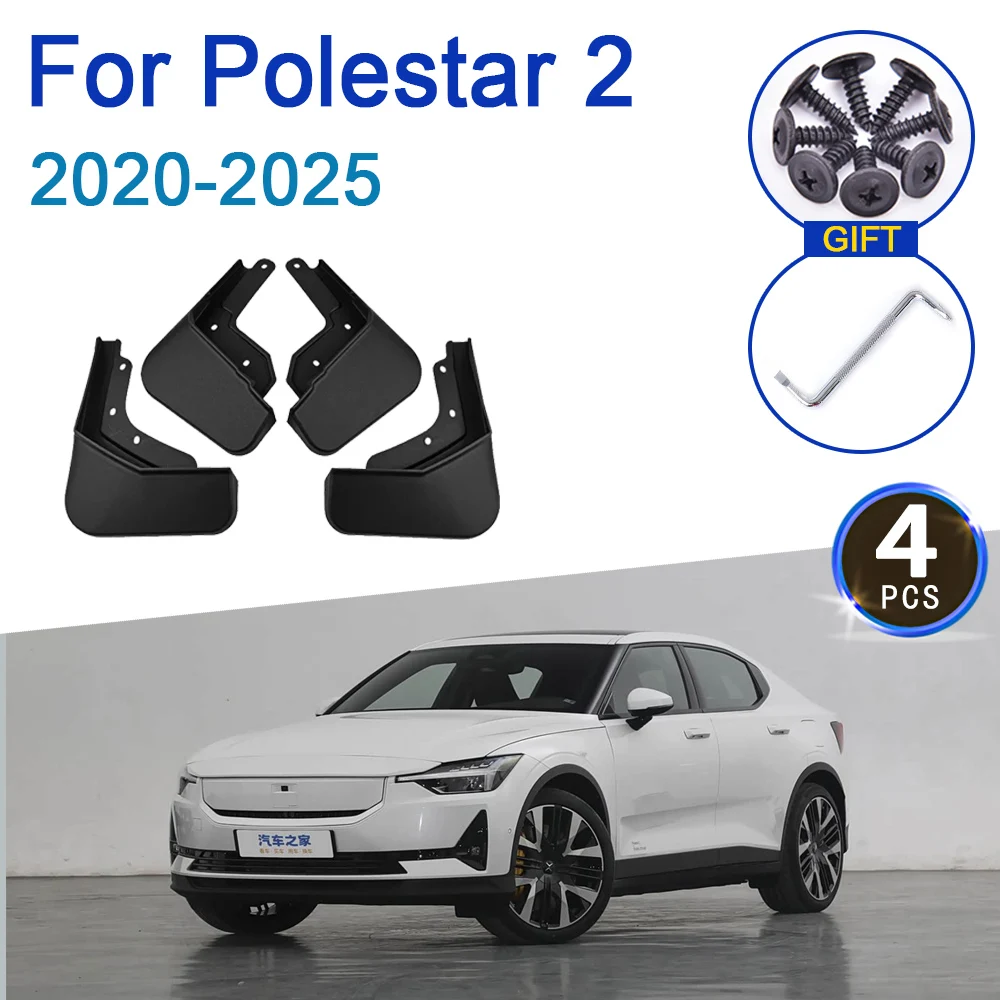 

4 шт. брызговики для Polestar 2, аксессуары 2020 2021 2022 2023 2024 2025 автомобильные крылья, брызговики, черные брызговики, инструменты