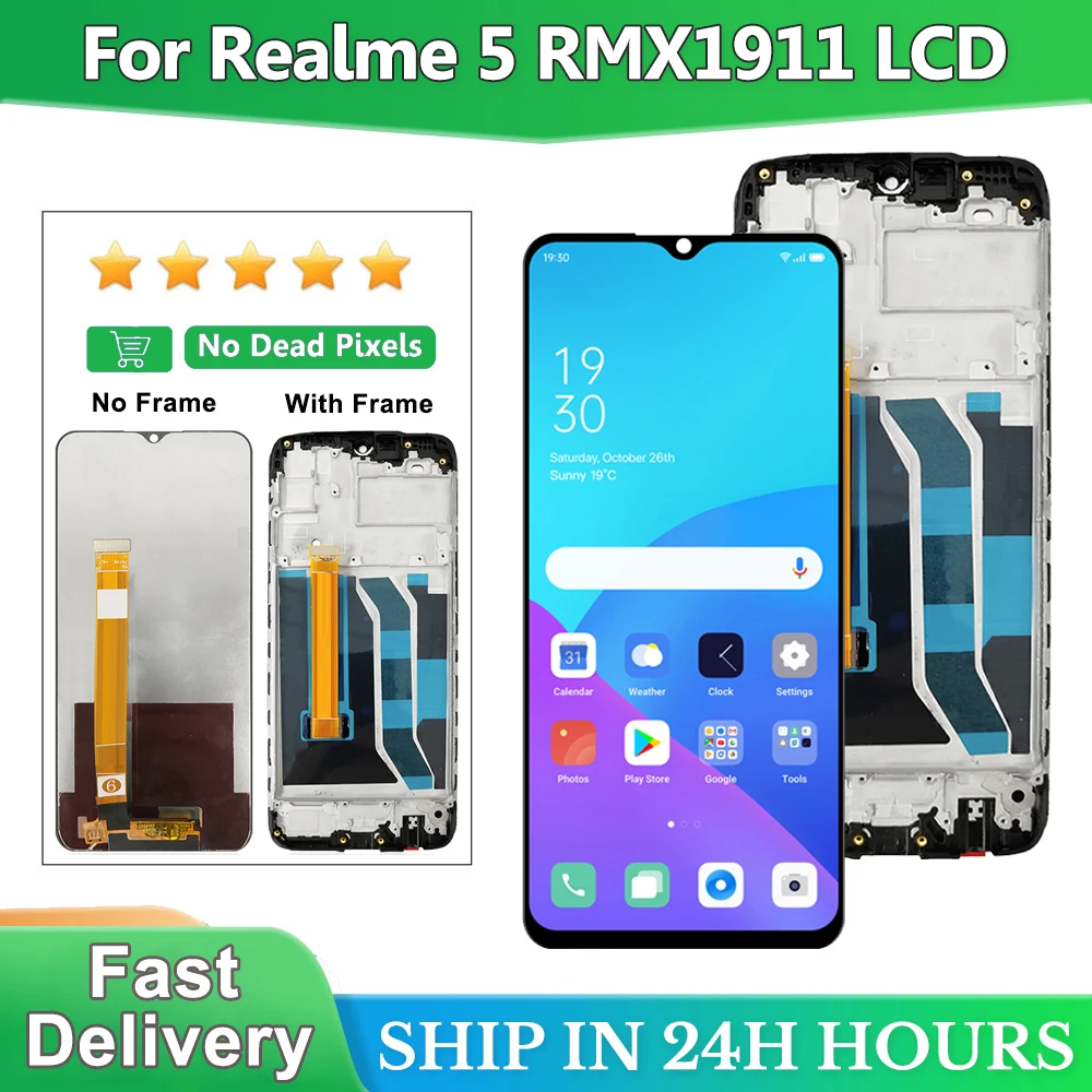 

Original 6.5" For Oppo Realme 5 RMX1911 / 5s RMX1925 / 5i RMX2030 LCD Display Touch Screen Digitizer Assembly With Frame