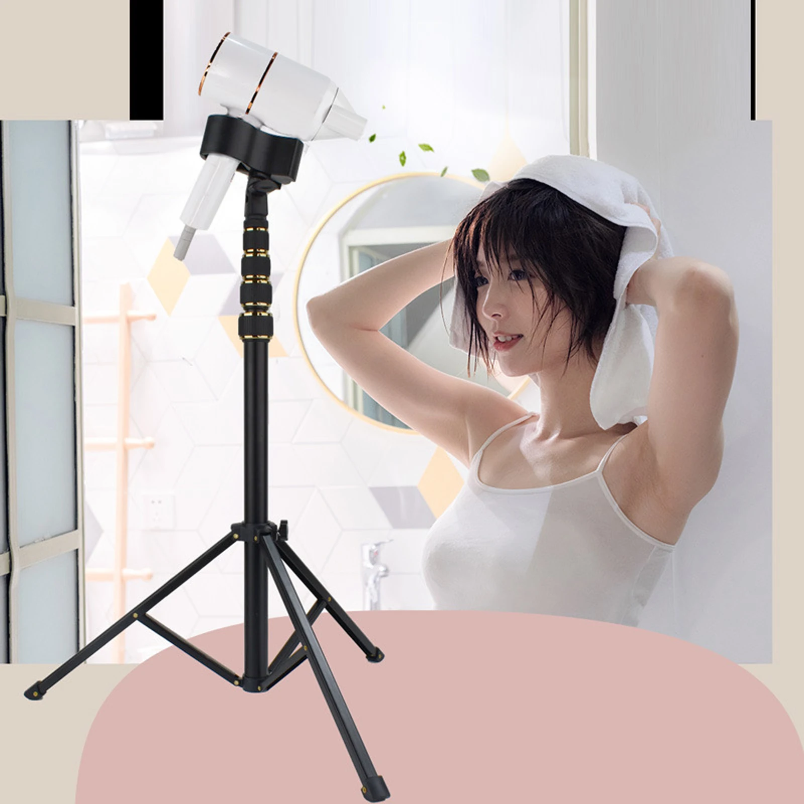 Hair Dryer Stand Floor Type Space Aluminum Floor Lazy Free Hands Can Freely Adjust The Hair Dryer Tripod Hair Dryer Bracket
