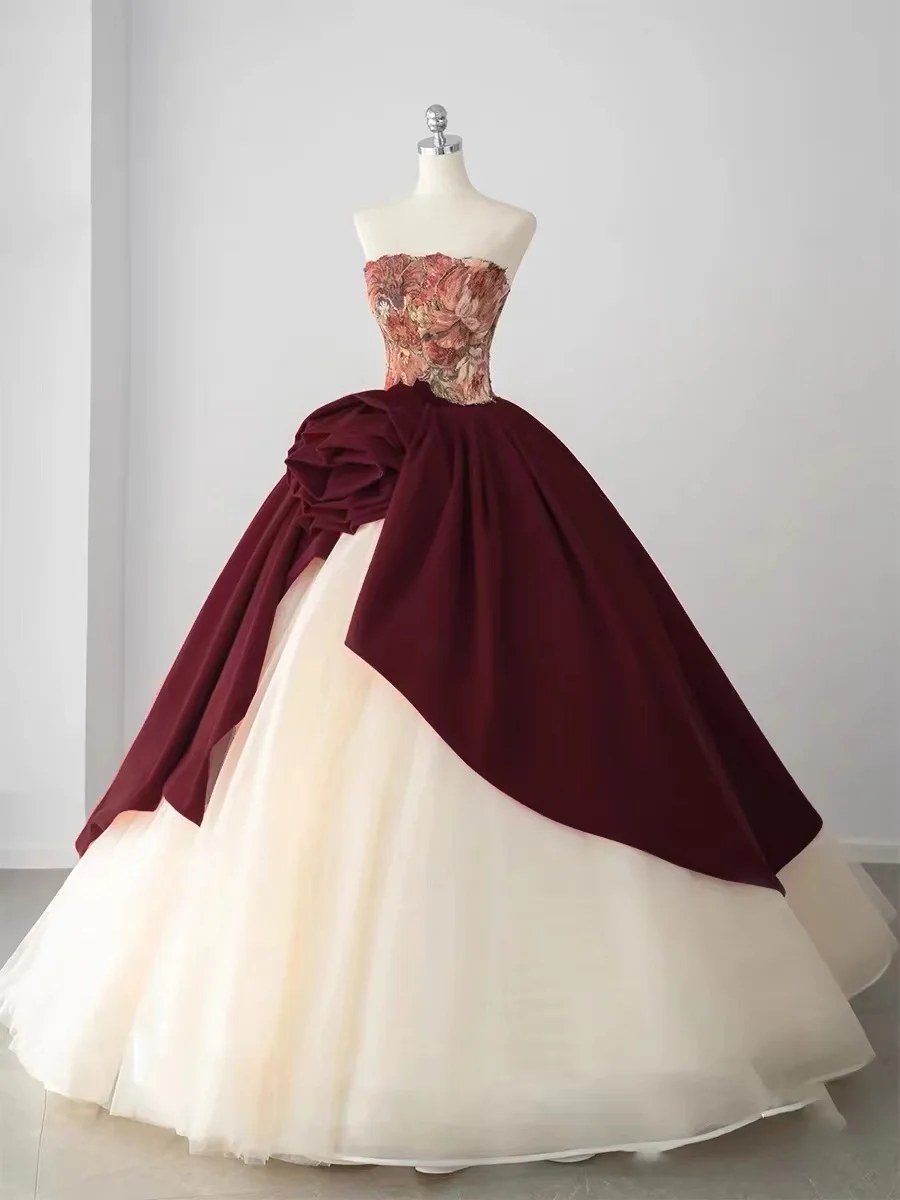 

Rose Knight Toast Wear Bridal High-Quality Engagement Evening Dress Light Luxurious Red Wedding Dress