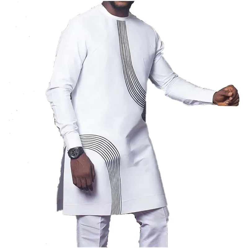 Vêtements africains pour hommes, nouvelle mode d'été Dashiki, chemises blanches traditionnelles à manches longues, vêtements africains, 2021