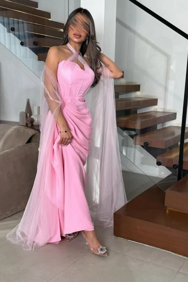 Jessica Special Occasions Evening Dresses Tulle Shawl Prom Dresses Pink Lady Mermaid Customized