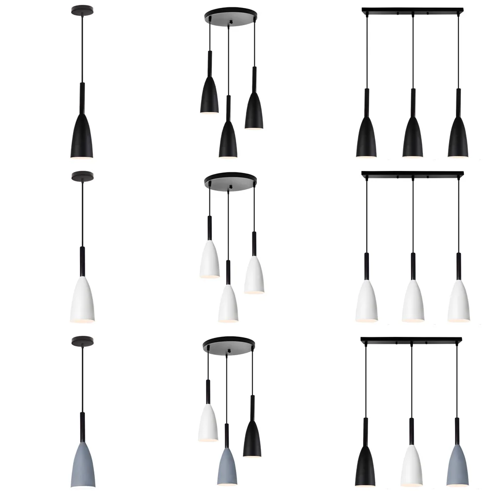 

1/3 heads Modern Pendant Lights Nordic Pendant Lamp Aluminum Light Fixture For Cafe Restaurant Hanglamp Kitchen Hanging Lamps